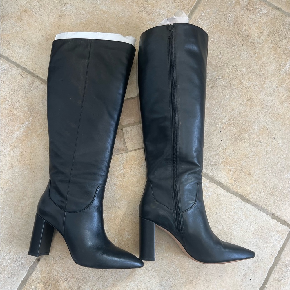 Antonio Melani Wide Calf Leather Boots Size 7 1/2